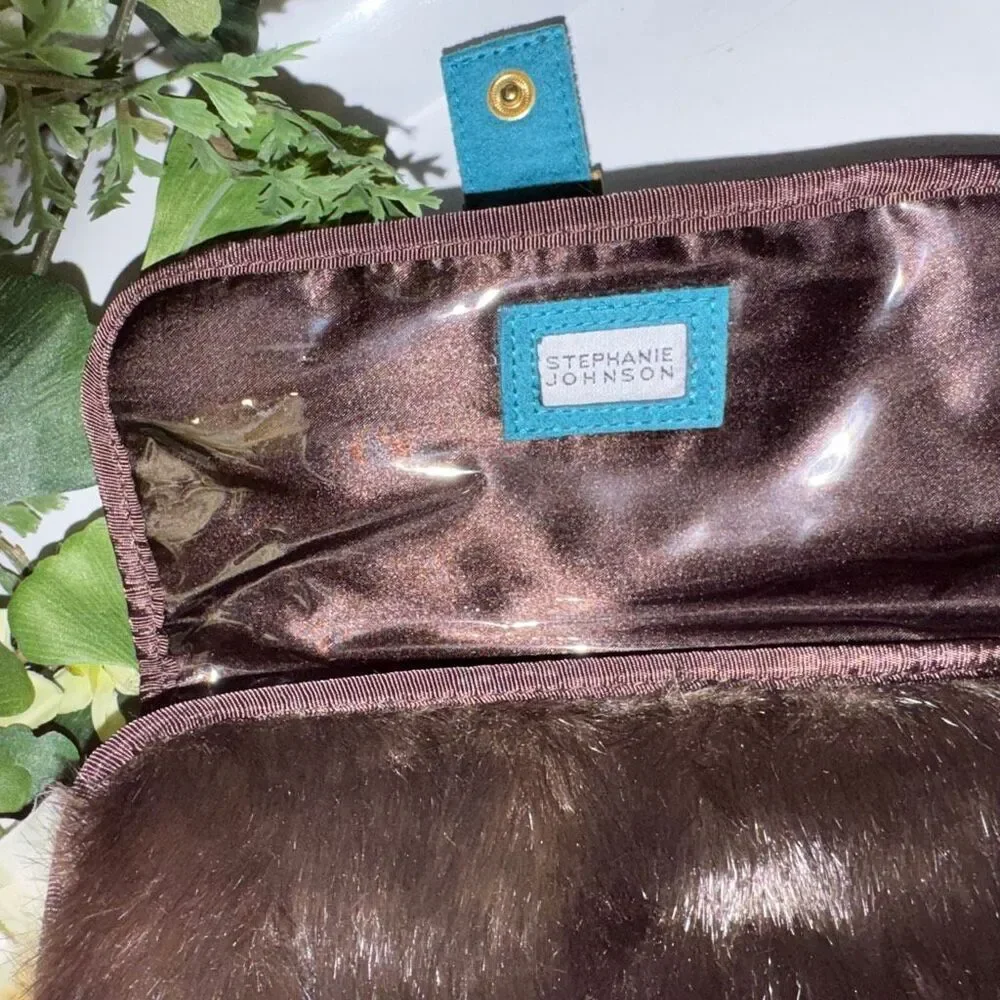 Stephanie Johnson Faux Fur Jewelry & Cosmetic Roll Organizer Travel